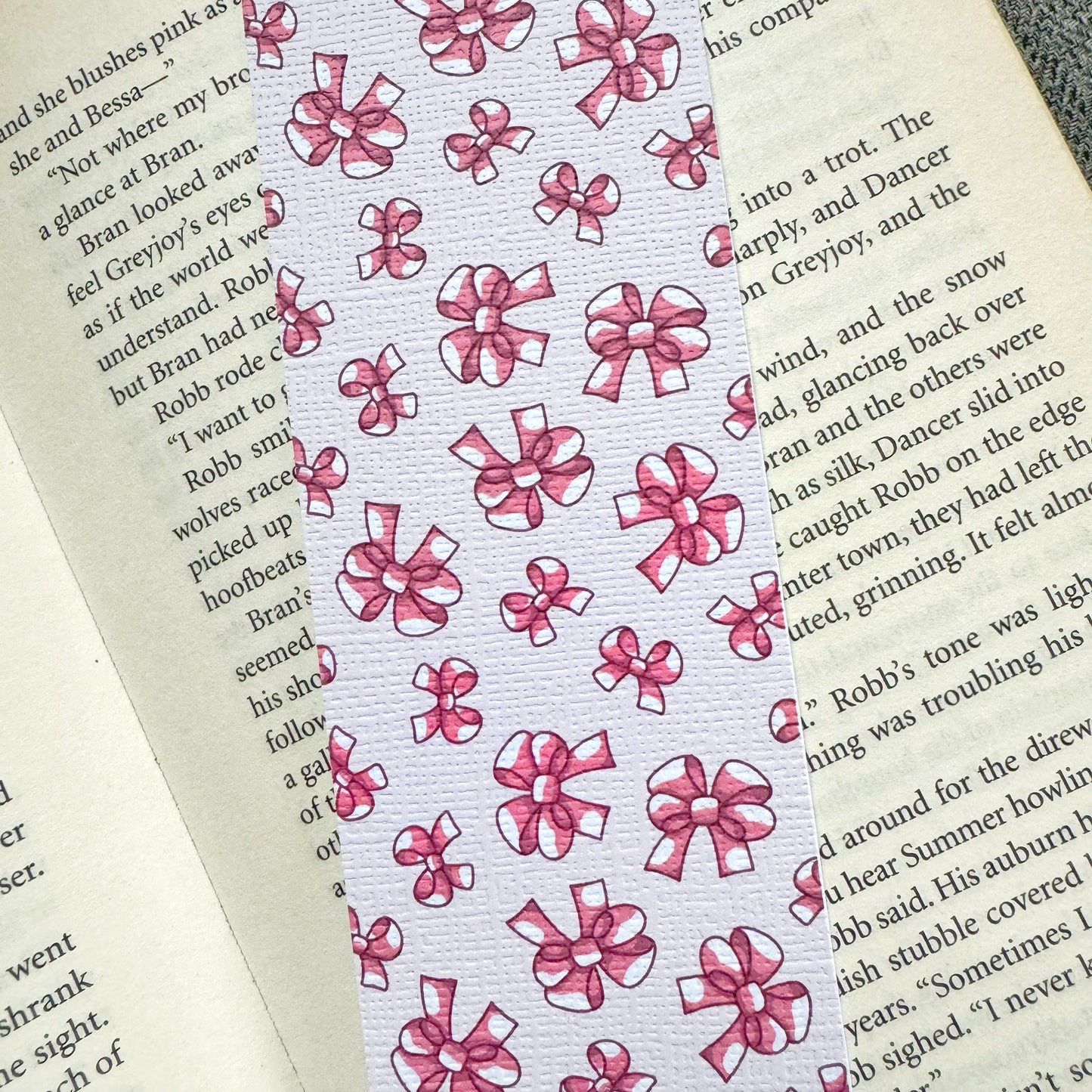 Coquette Bow Bookmark for Book Lovers two sided ,Bow Bookmark, Linen Bookmark, Booklover Gifts, stocking filler