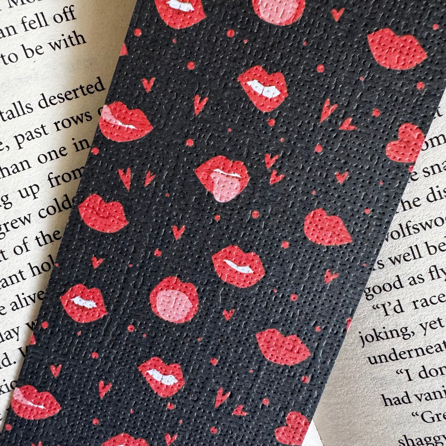 Spicy Lips Linen Bookmark – For Smutty Reads | Double sided linen bookmark