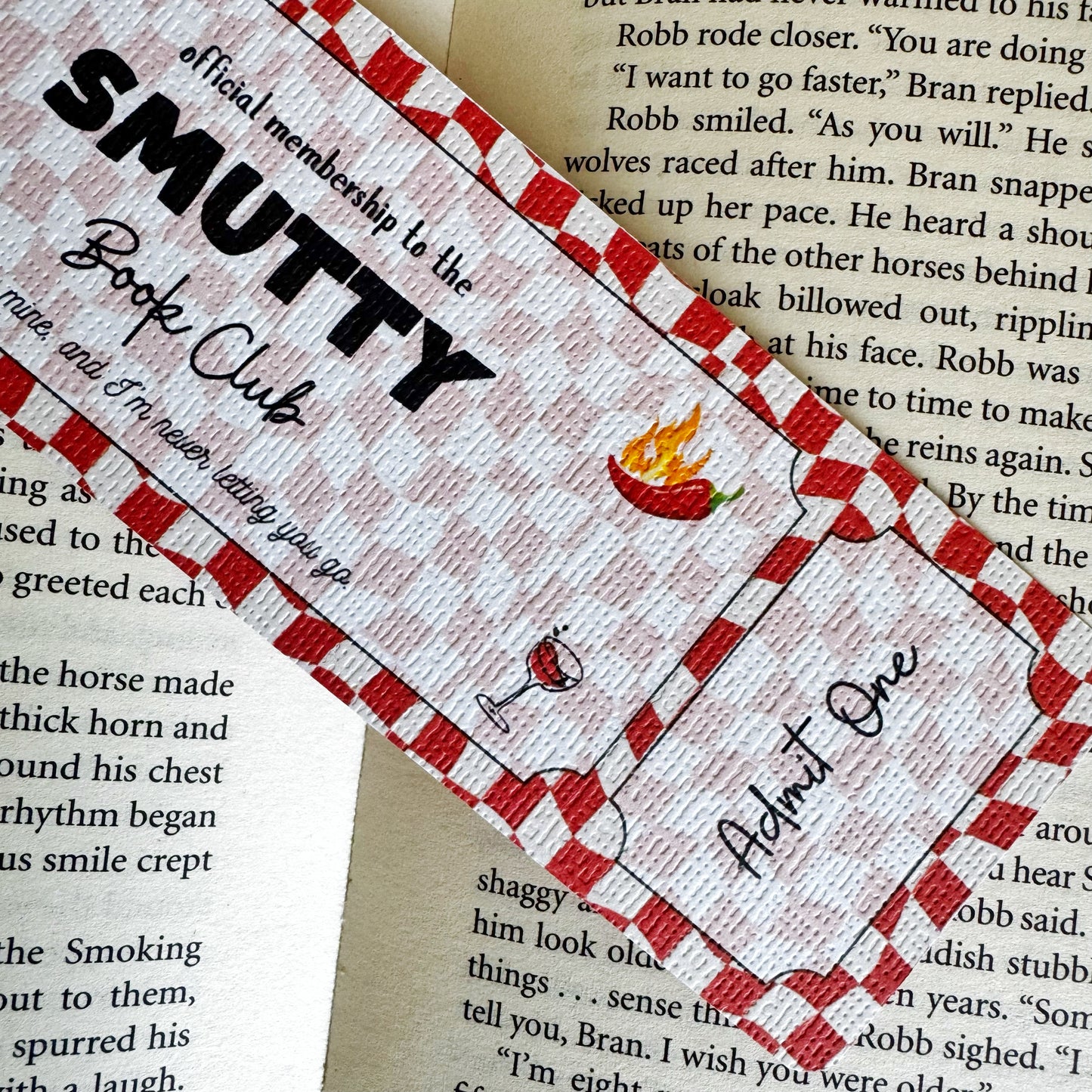 Smutty Book Club Ticket Bookmark | Smut Romance Bookmark | Bookish Bookmark | Admit One Bookmark Double Sided