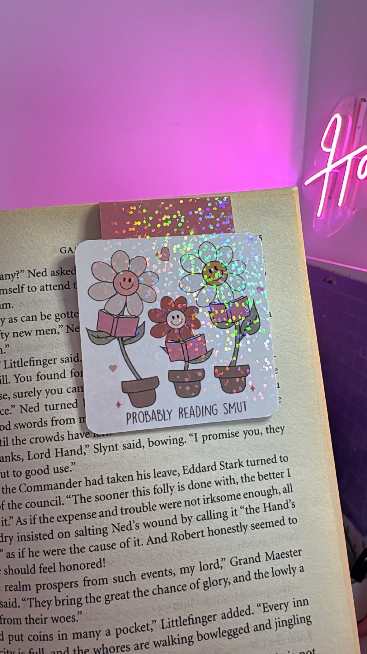 Holographic Magnetic Bookish Reading Smut Flower Bookmark for Book Lovers