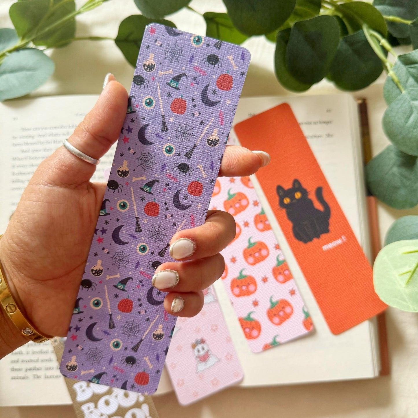 Halloween Spooky Linen Bookmark, Witch Bookmark