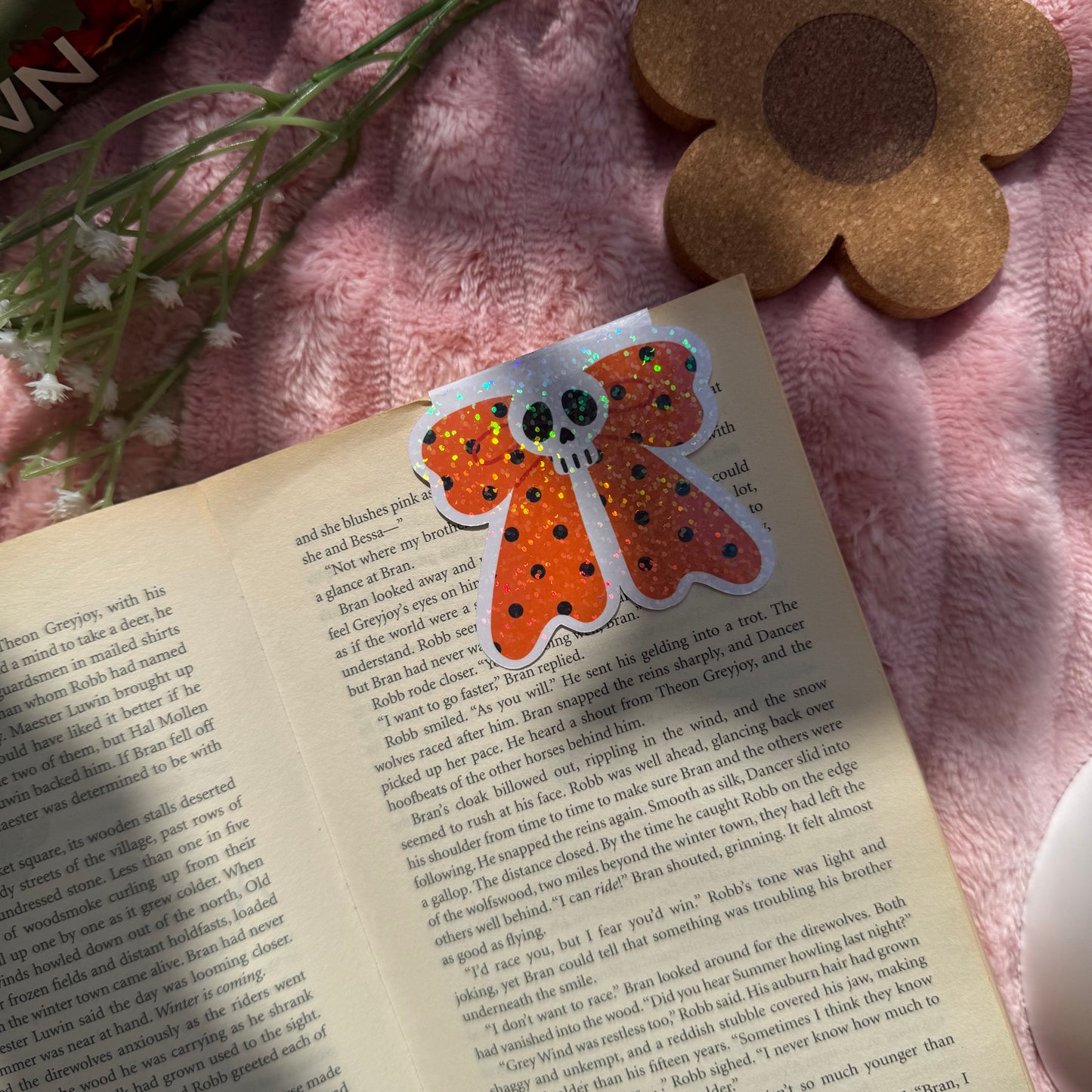 Spooky Orange coquette Bow Magnetic bookmark for book lovers