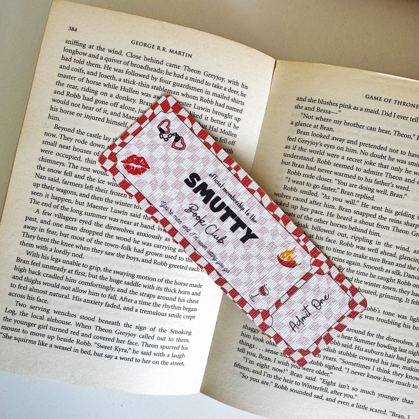 Smutty Book Club Ticket Bookmark | Smut Romance Bookmark | Bookish Bookmark | Admit One Bookmark Double Sided