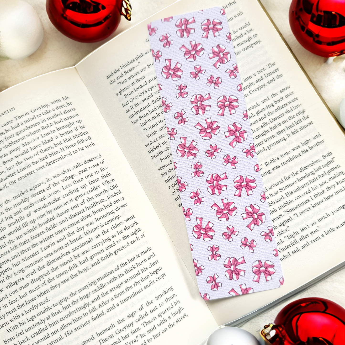 Coquette Bow Bookmark for Book Lovers two sided ,Bow Bookmark, Linen Bookmark, Booklover Gifts, stocking filler