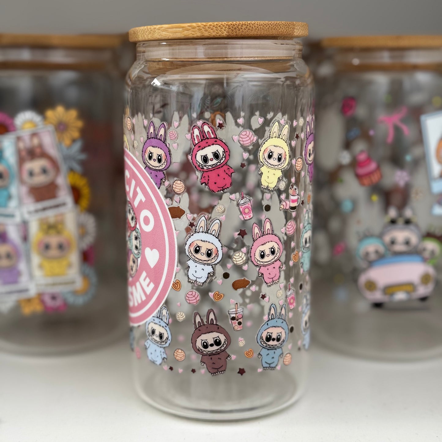 Exclusive Labubu Collection - Labubu Cafecito iced coffee can, Labubu Libbey Glass