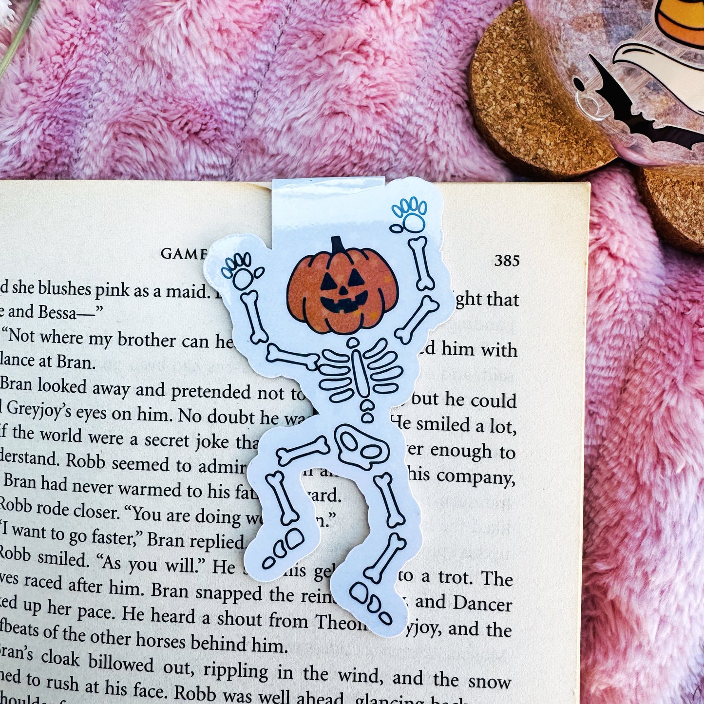 Spooky Dancing Pumpkin Skeleton Magnetic bookmark for book lovers