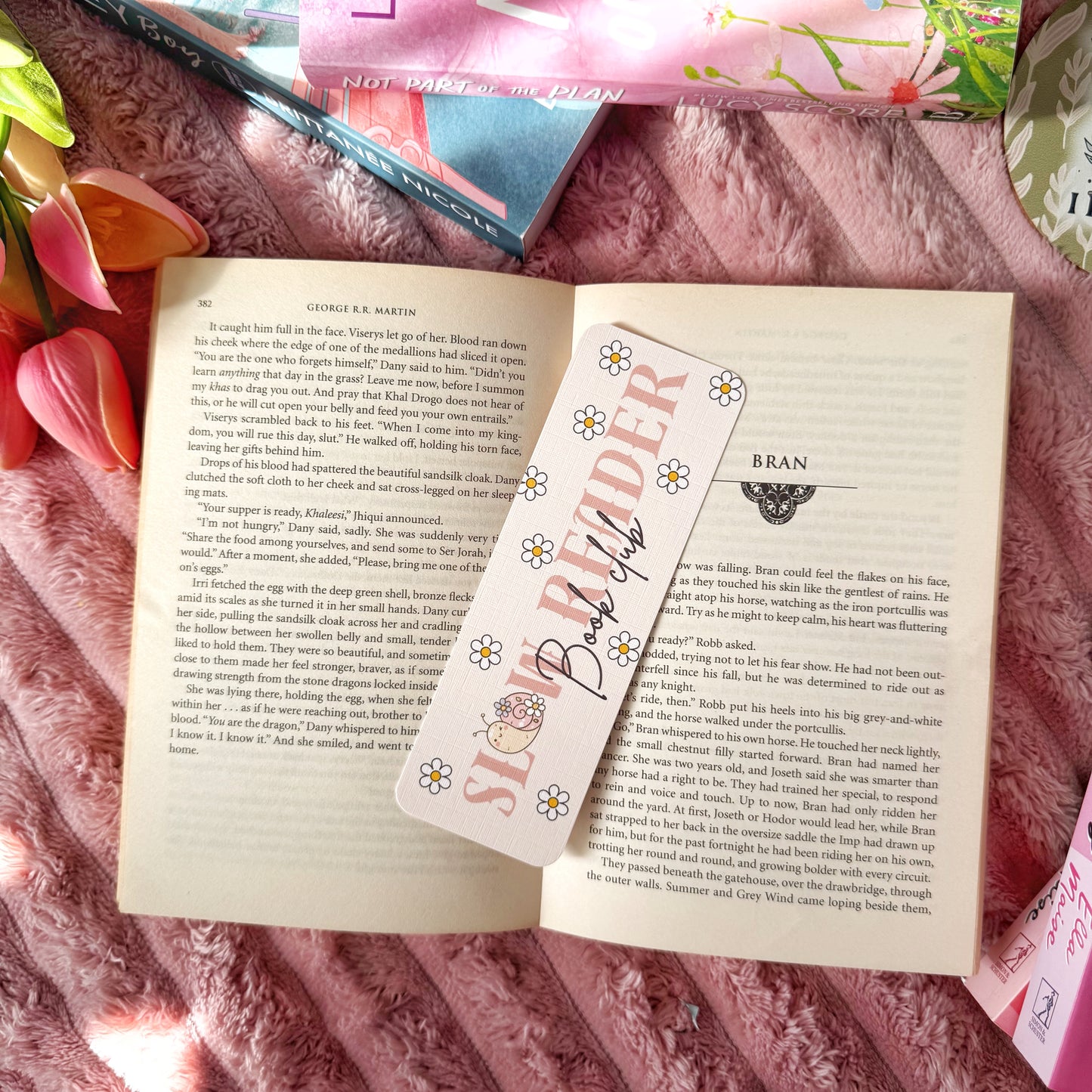 aesthetic book club bookmark floral design