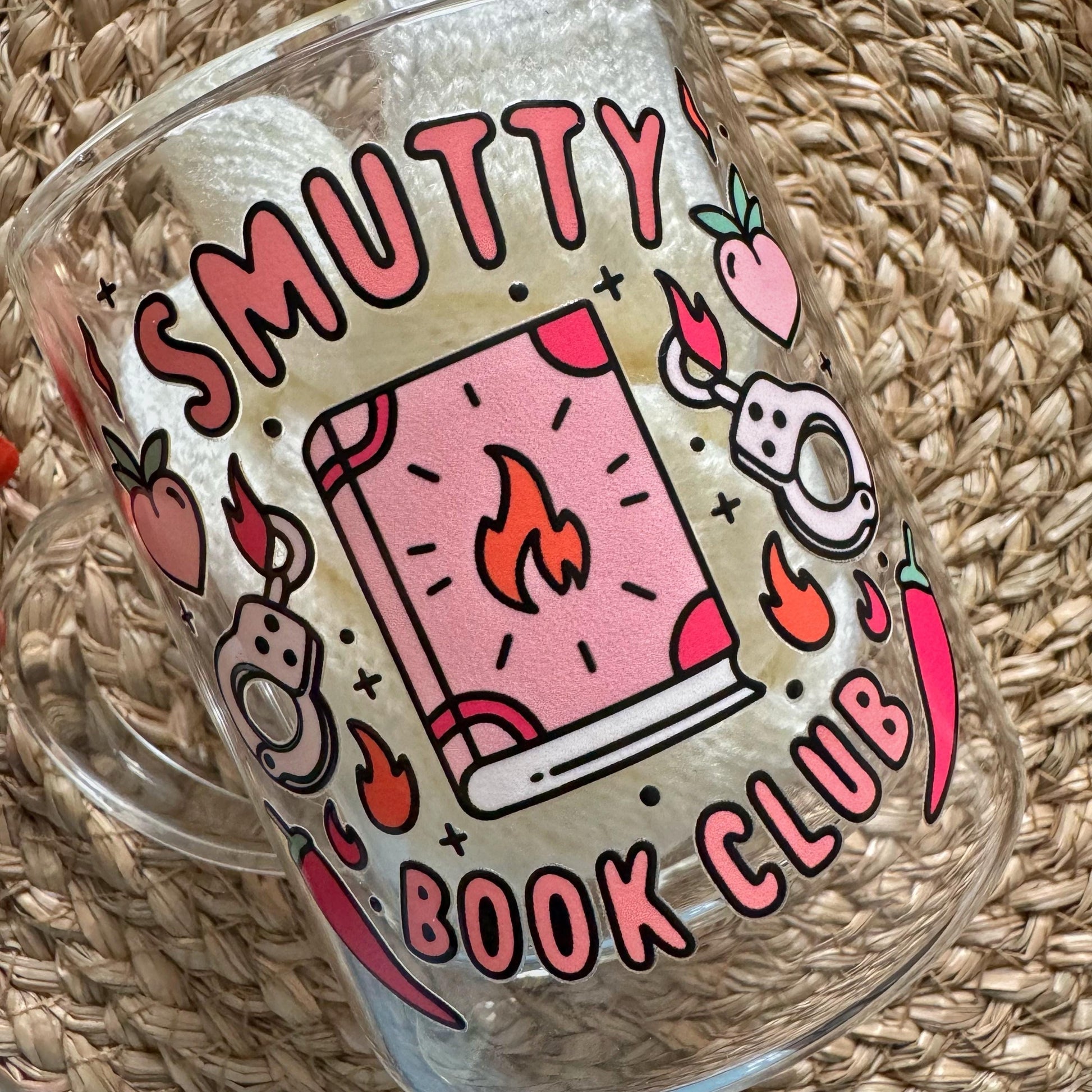 Book lover glass coffee mug . Smutty Book Club Mug . Glass mug .Gift for book lover, Bibliophile gift . Bookish mug 13oz Double walled