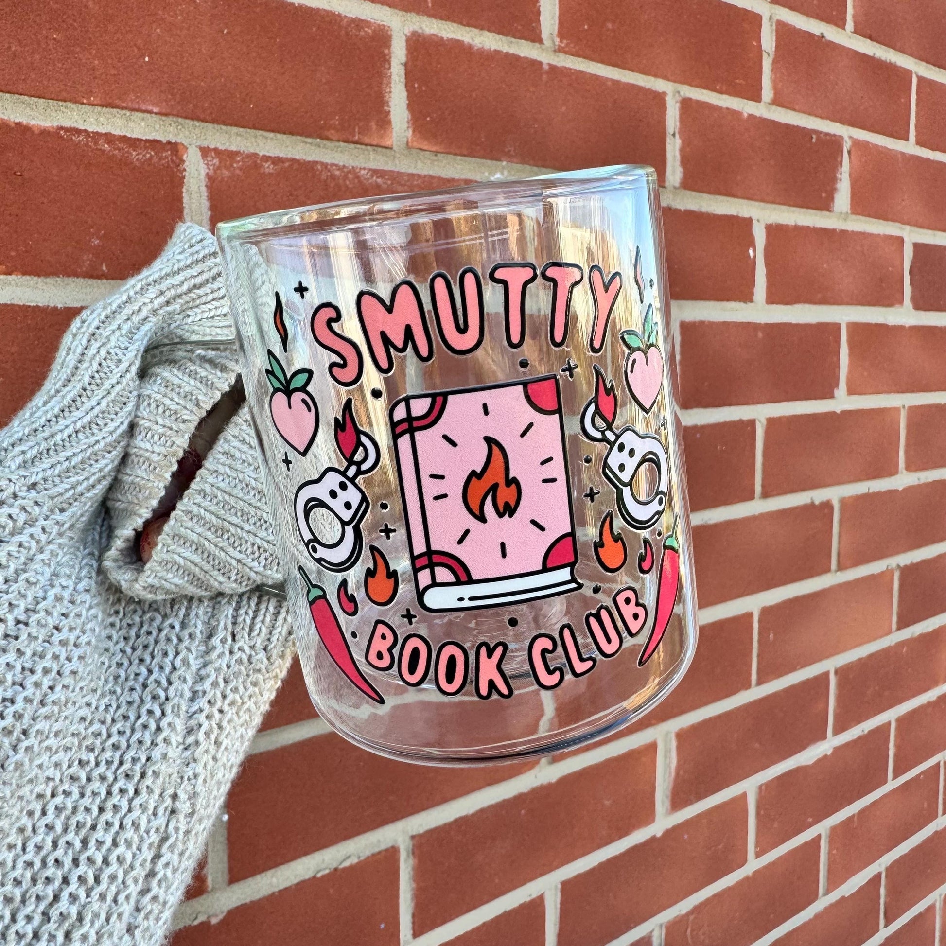 Book lover glass coffee mug . Smutty Book Club Mug . Glass mug .Gift for book lover, Bibliophile gift . Bookish mug 13oz Double walled