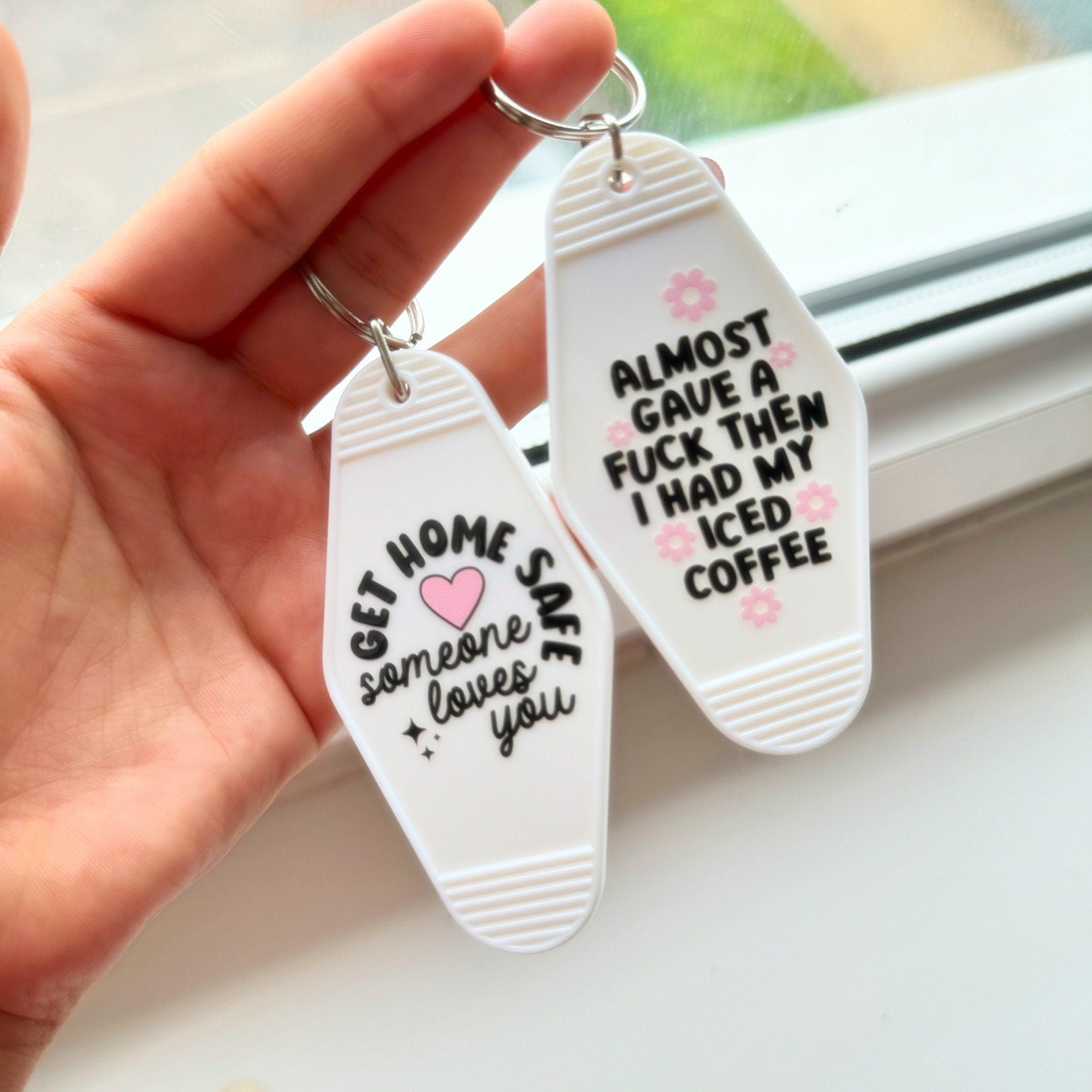SALE Motel Keyrings in various designs suitable for gifting or yourself, Sarcastic keyring, love key ring, self respect keyring, coffee keyring