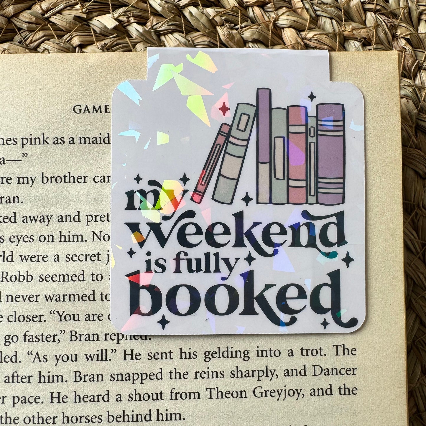 Bookish Weekend Holographic laminated Magnetic bookmark for book lovers, My weekend is fully booked ,Teachers Gift, Bookish Gift,book nerd