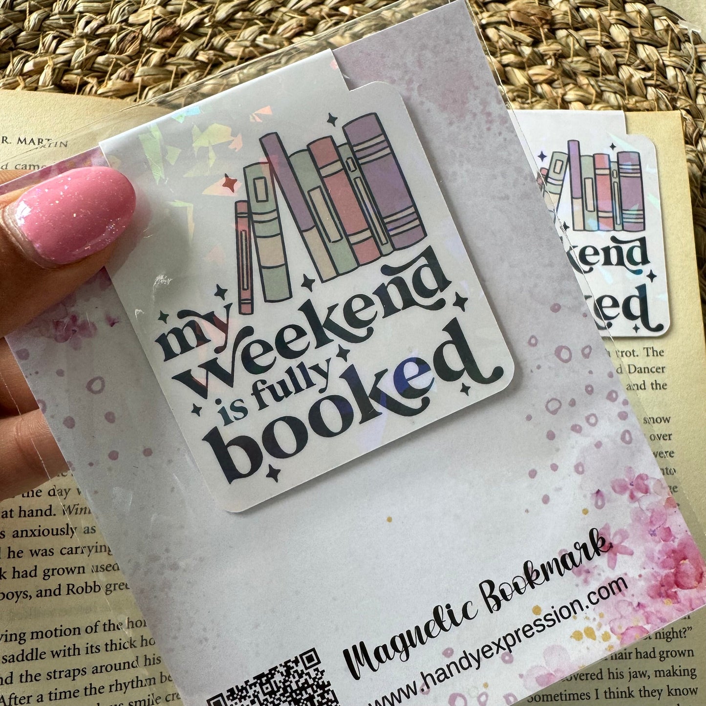 Bookish Weekend Holographic laminated Magnetic bookmark for book lovers, My weekend is fully booked ,Teachers Gift, Bookish Gift,book nerd