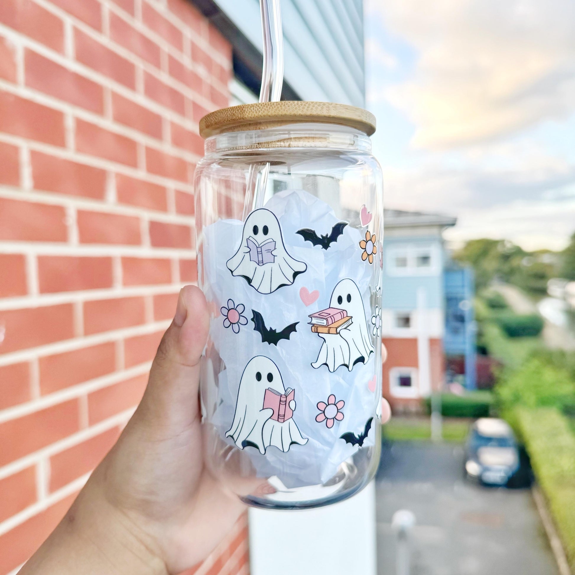 Boo Book Reading Iced Coffee can