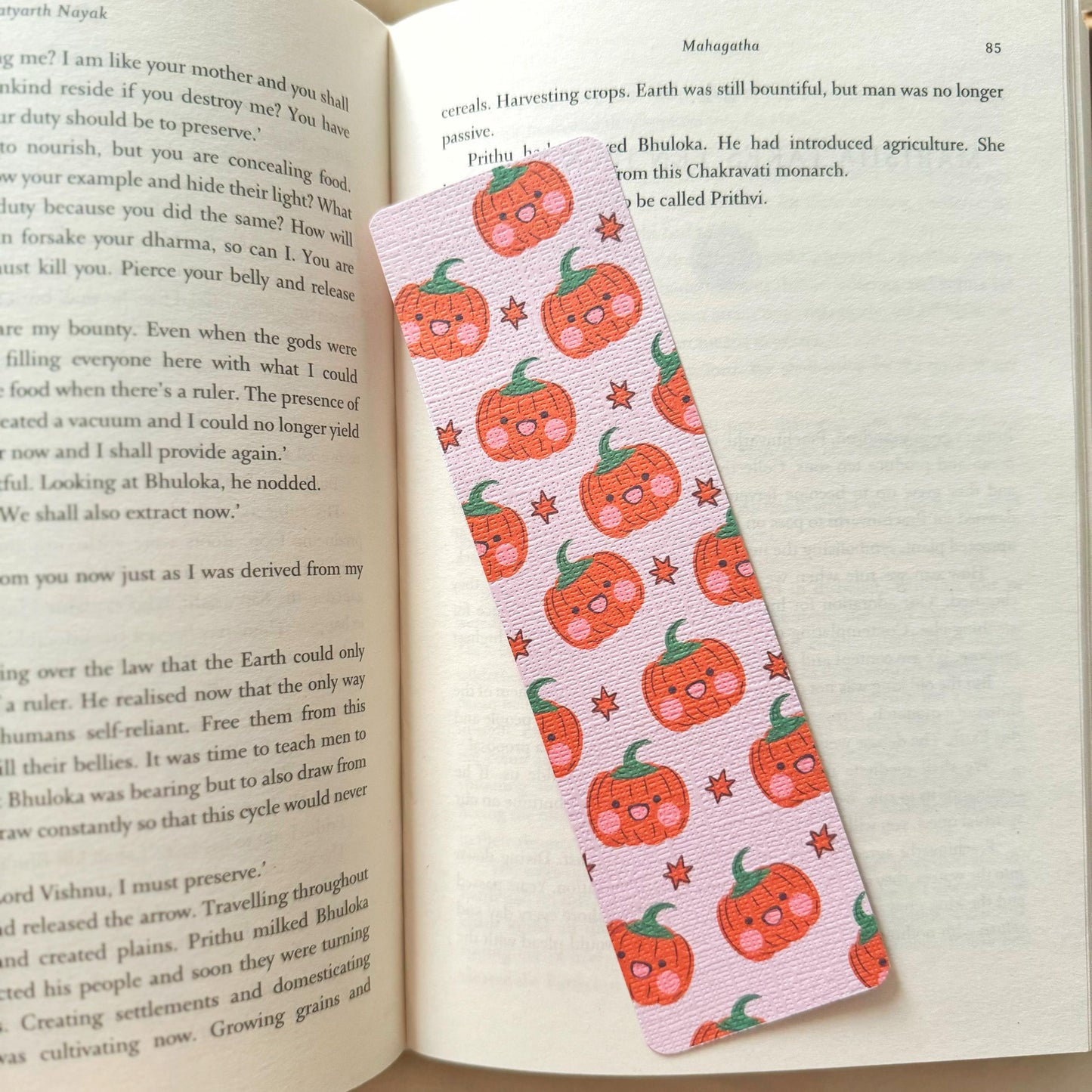 Fall Pumpkin Bookmark for Book Lovers double sided ,Autumn Cute Halloween Linen Bookmark, Booklover Gift,Spooky treat for book lovers