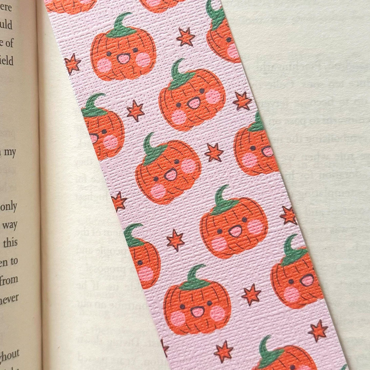 Fall Pumpkin Bookmark for Book Lovers double sided ,Autumn Cute Halloween Linen Bookmark, Booklover Gift,Spooky treat for book lovers
