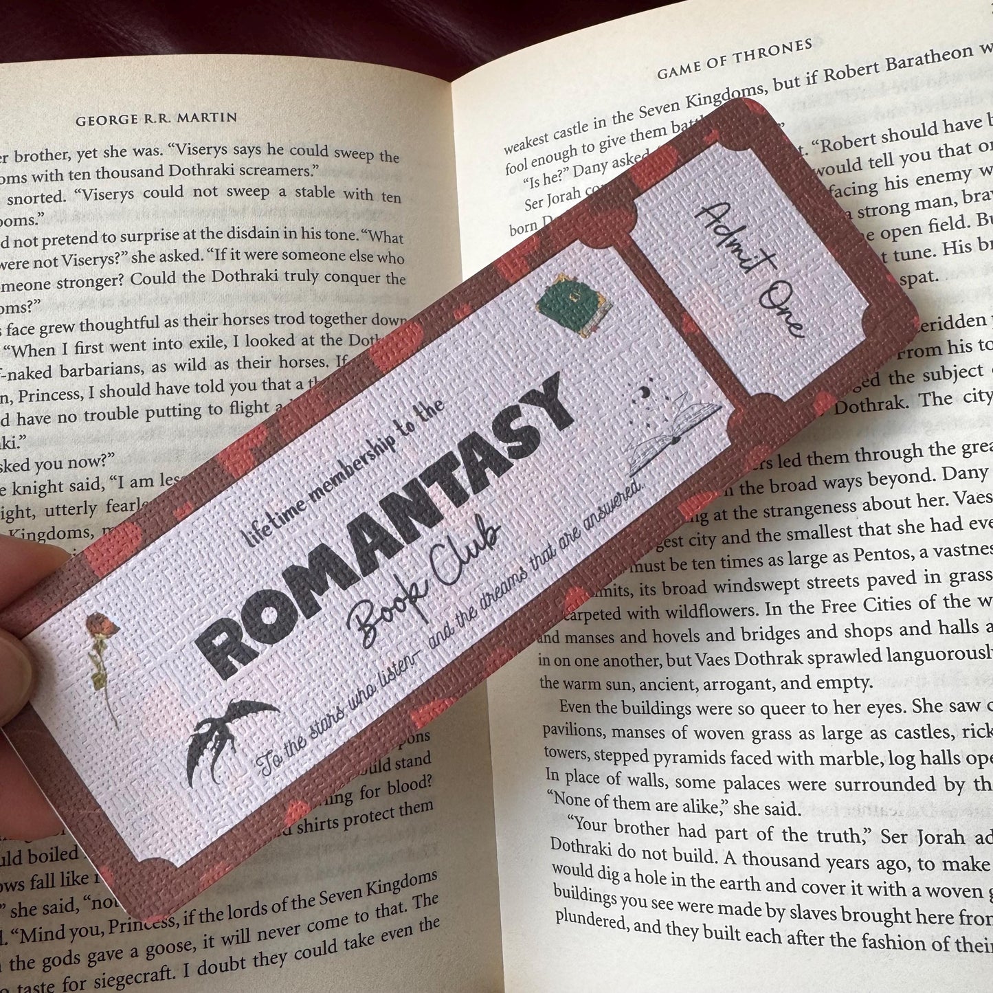 Romantasy Book Club Ticket Bookmark | Fantasy Romance Bookmark | Bookish Bookmark | Dark Romance Book Club | Admit One Bookmark Double Sided
