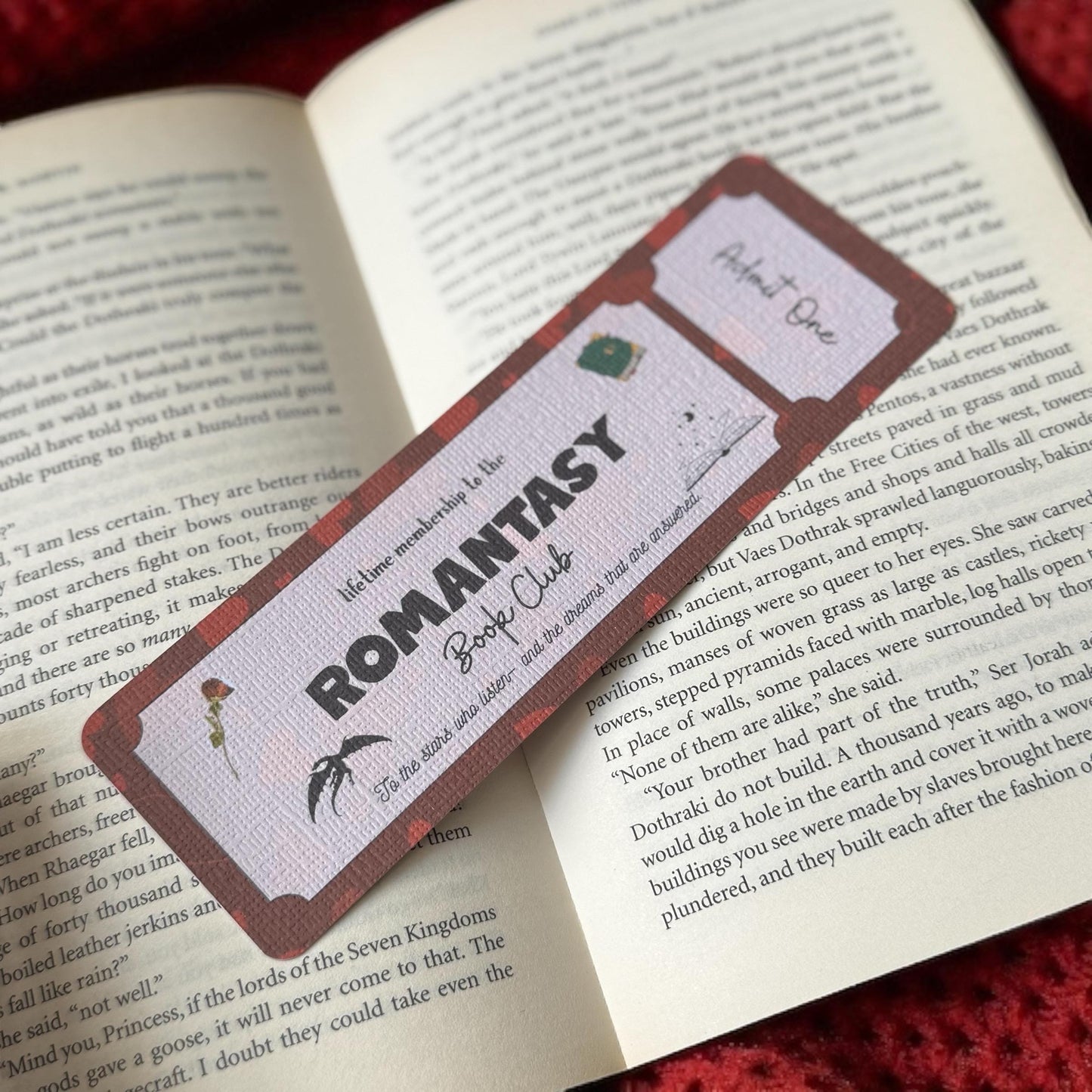 Romantasy Book Club Ticket Bookmark | Fantasy Romance Bookmark | Bookish Bookmark | Dark Romance Book Club | Admit One Bookmark Double Sided