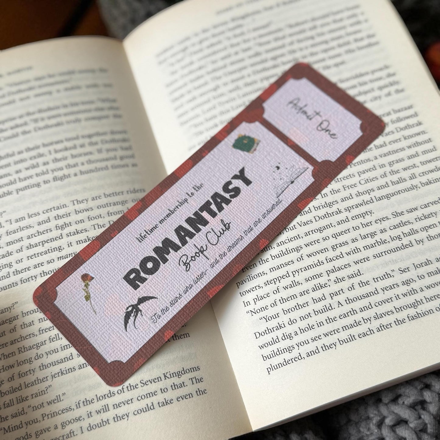 Romantasy Book Club Ticket Bookmark | Fantasy Romance Bookmark | Bookish Bookmark | Dark Romance Book Club | Admit One Bookmark Double Sided
