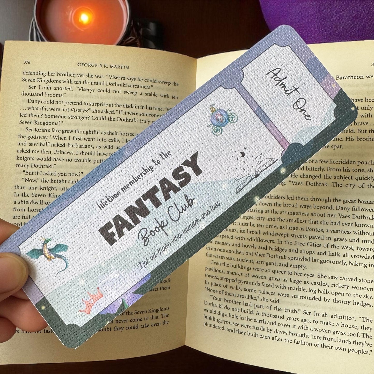 Fantasy Book Club Ticket Bookmark | Fantasy Bookmark | Bookish Bookmark | Dark Romance Book Club Bookmark | Admit One Bookmark