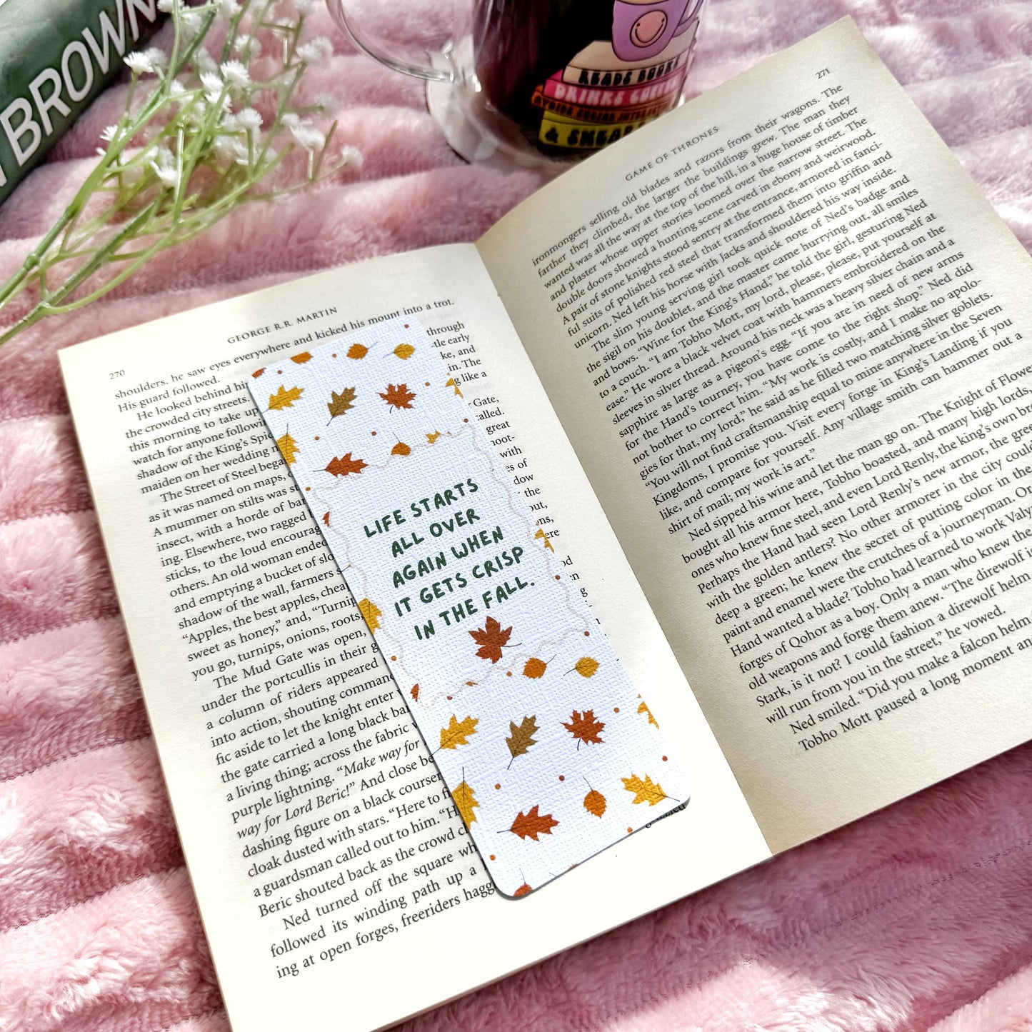 Cozy Autumn Bookmark for Book Lovers double sided ,Autumn Famous Writers quotes Linen Bookmark Doublesided, Booklover Gift,Cute Autumn Finds