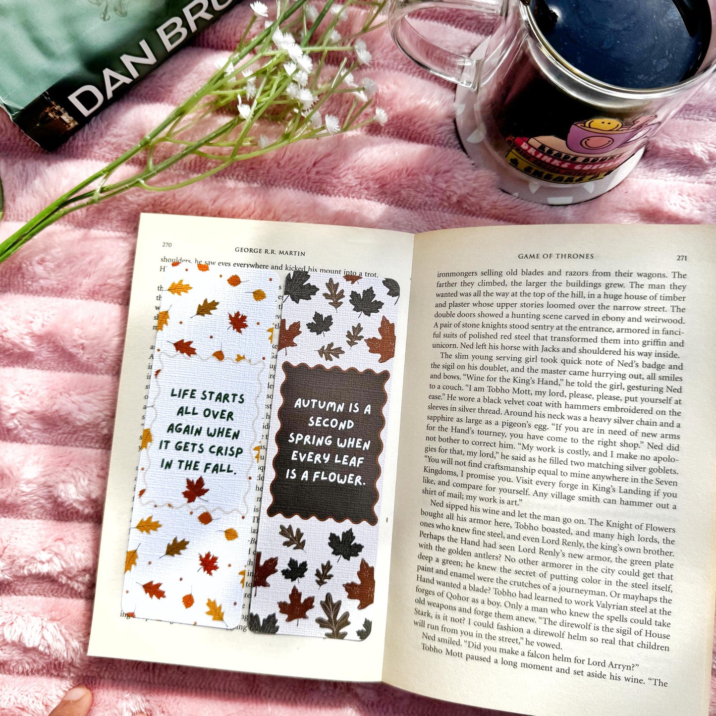 Cozy Autumn Bookmark for Book Lovers double sided ,Autumn Famous Writers quotes Linen Bookmark Doublesided, Booklover Gift,Cute Autumn Finds