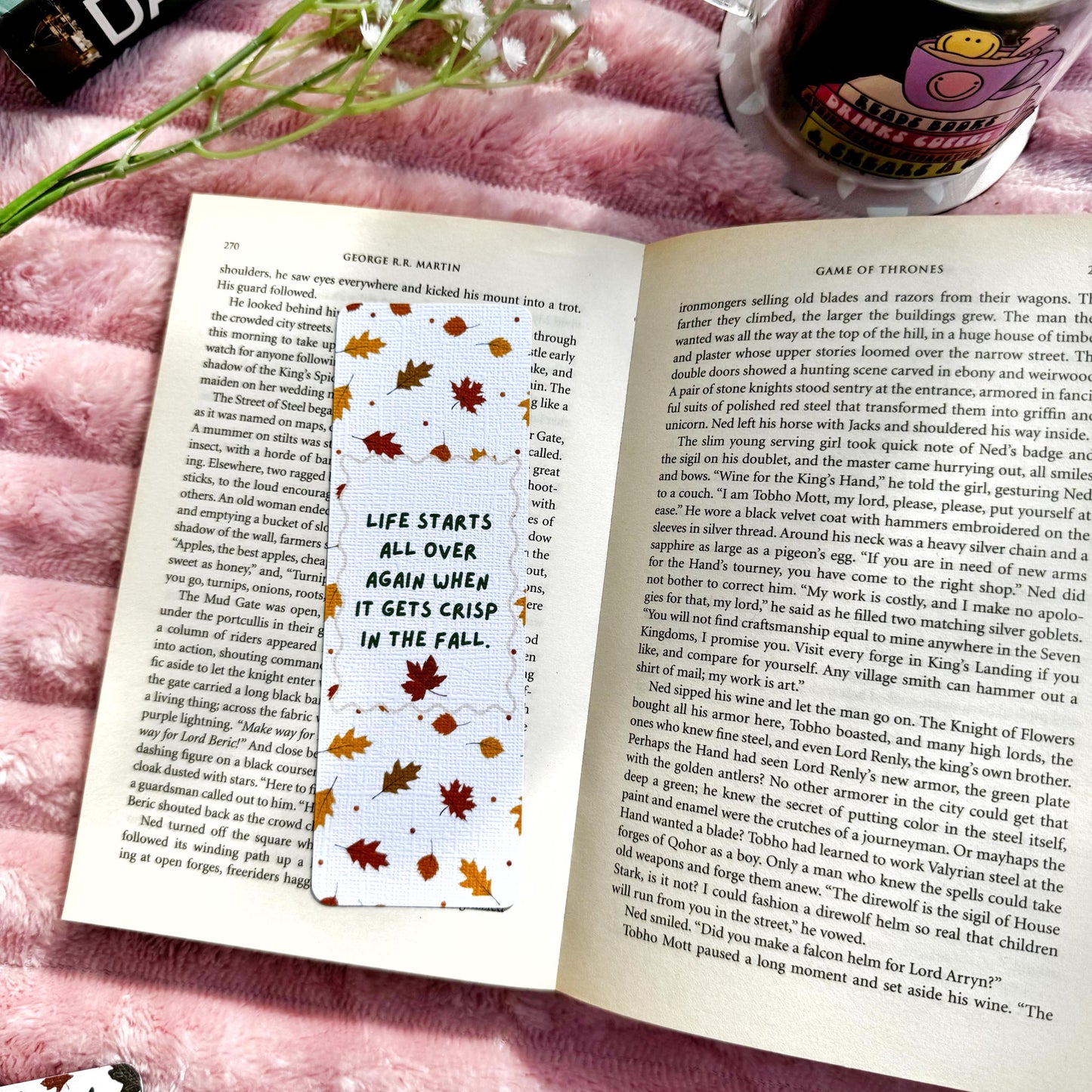 Cozy Autumn Bookmark for Book Lovers double sided ,Autumn Famous Writers quotes Linen Bookmark Doublesided, Booklover Gift,Cute Autumn Finds