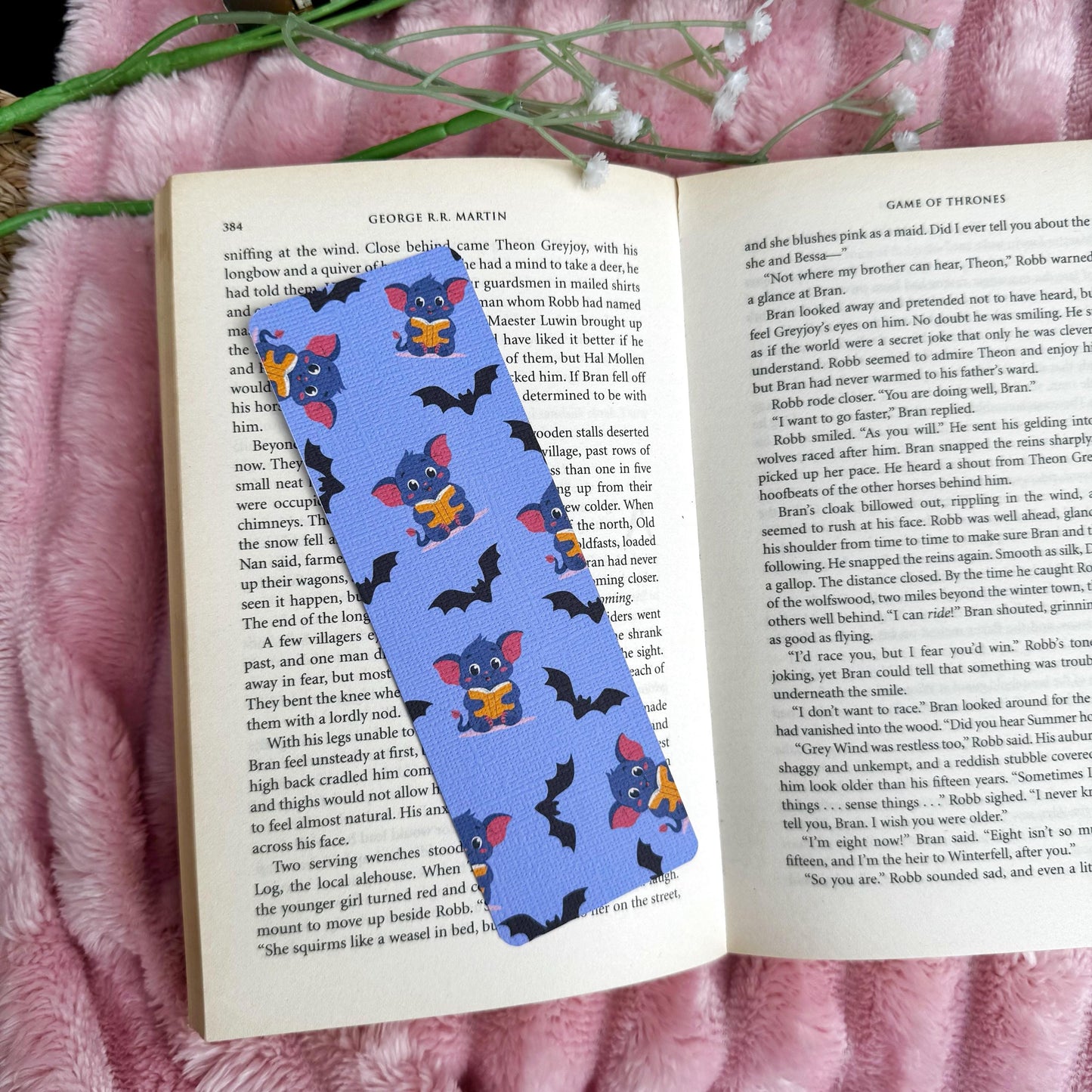 Cute Bat Halloween Bookish Bookmark, Doublesided Linen Tasseled Bookmark, Purple Witchy Bat Bookish Reader Bookmark, Cute Bat reading Books