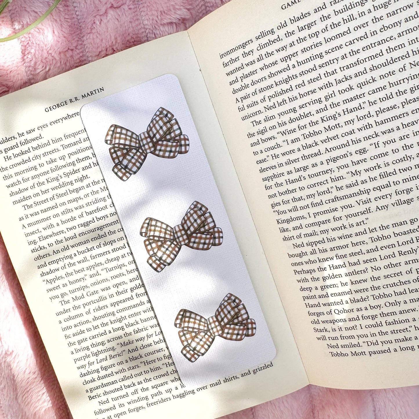 Coquette Bow Fall Bookmark for Book Lovers double sided ,Autumn Cute Bow Bookmark, Booklover Gift, Aesthetic Coquette Bow Linen Bookmark