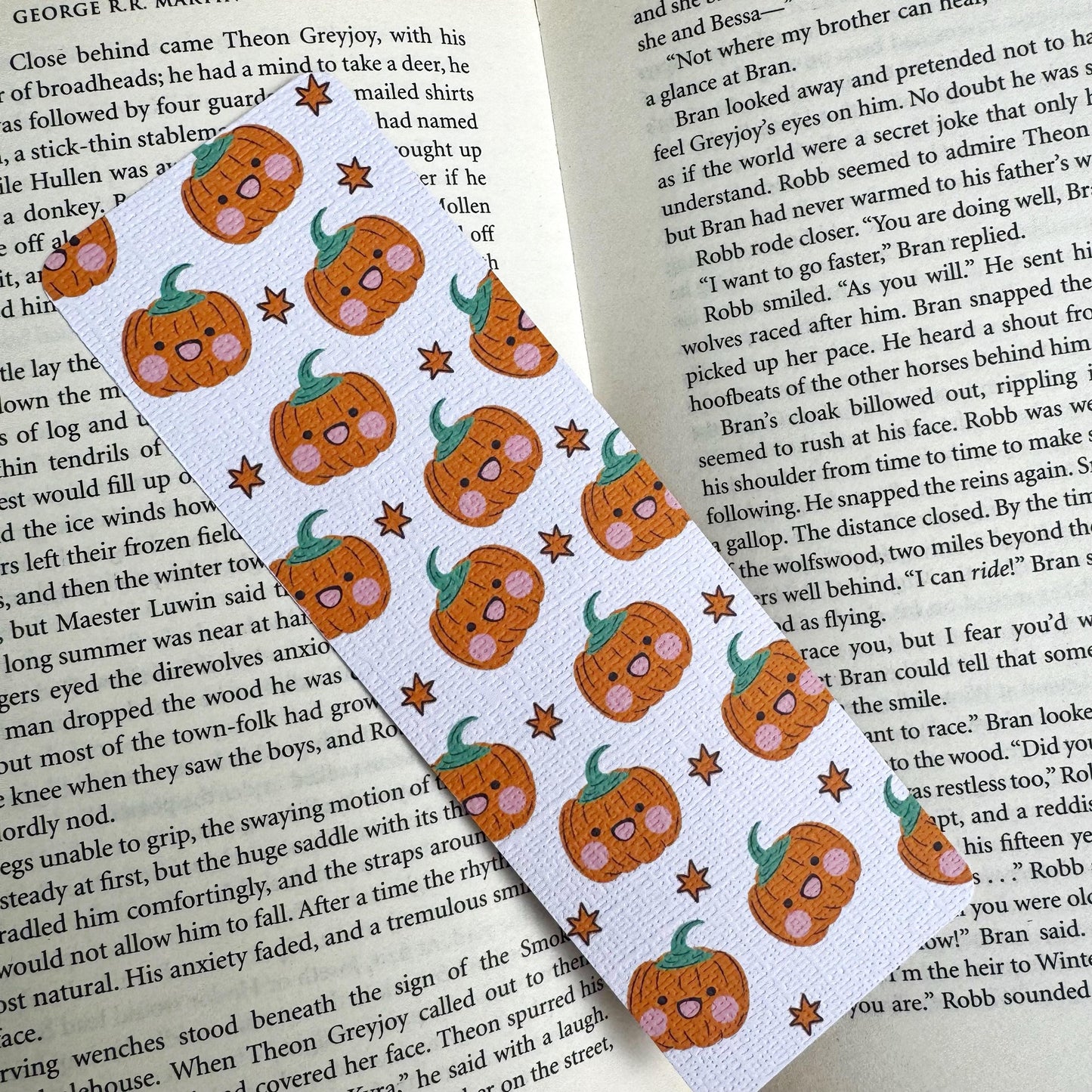 Fall Pumpkin and Ghost Bookmark for Book Lovers double sided ,Autumn Cute Pumpkin Linen Bookmark, Booklover Gift,Spooky treat book lovers