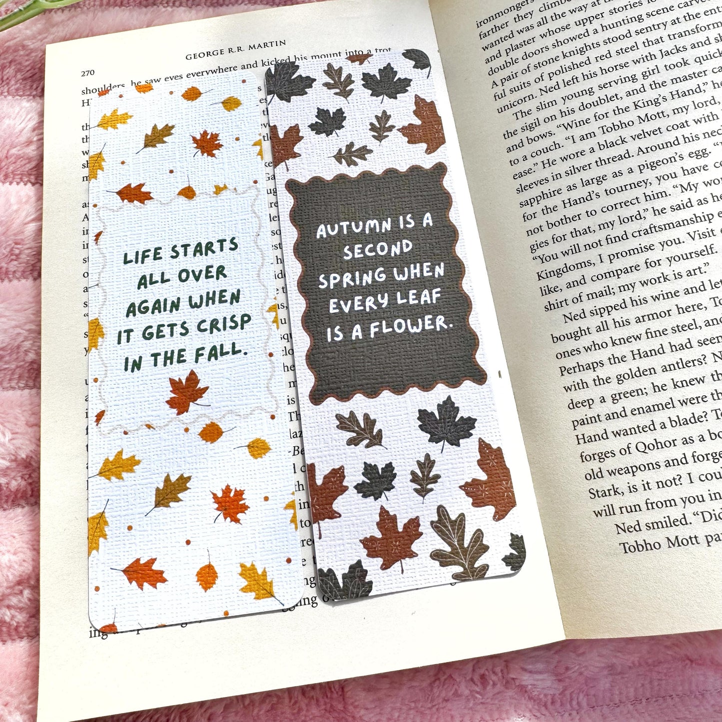 Cozy Autumn Bookmark for Book Lovers double sided ,Autumn Famous Writers quotes Linen Bookmark Doublesided, Booklover Gift,Cute Autumn Finds