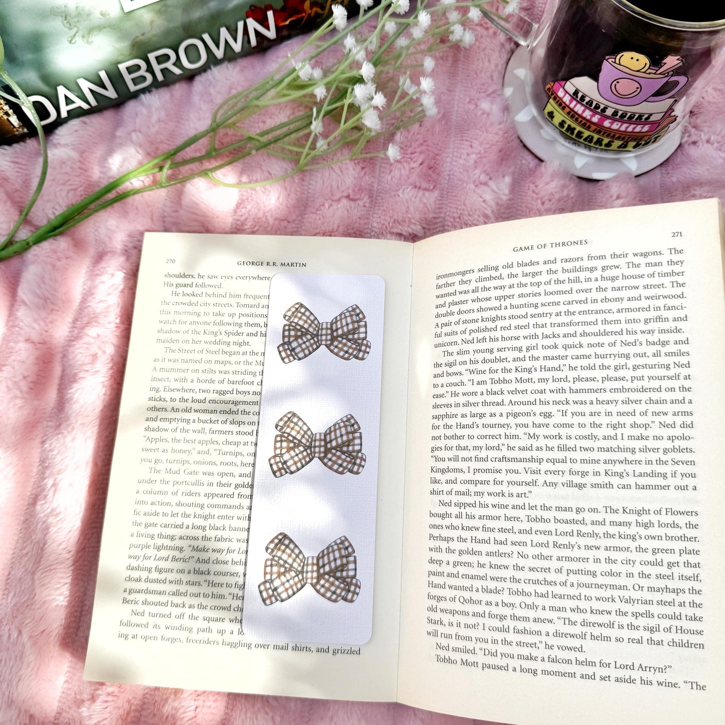 Coquette Bow Fall Bookmark for Book Lovers double sided ,Autumn Cute Bow Bookmark, Booklover Gift, Aesthetic Coquette Bow Linen Bookmark