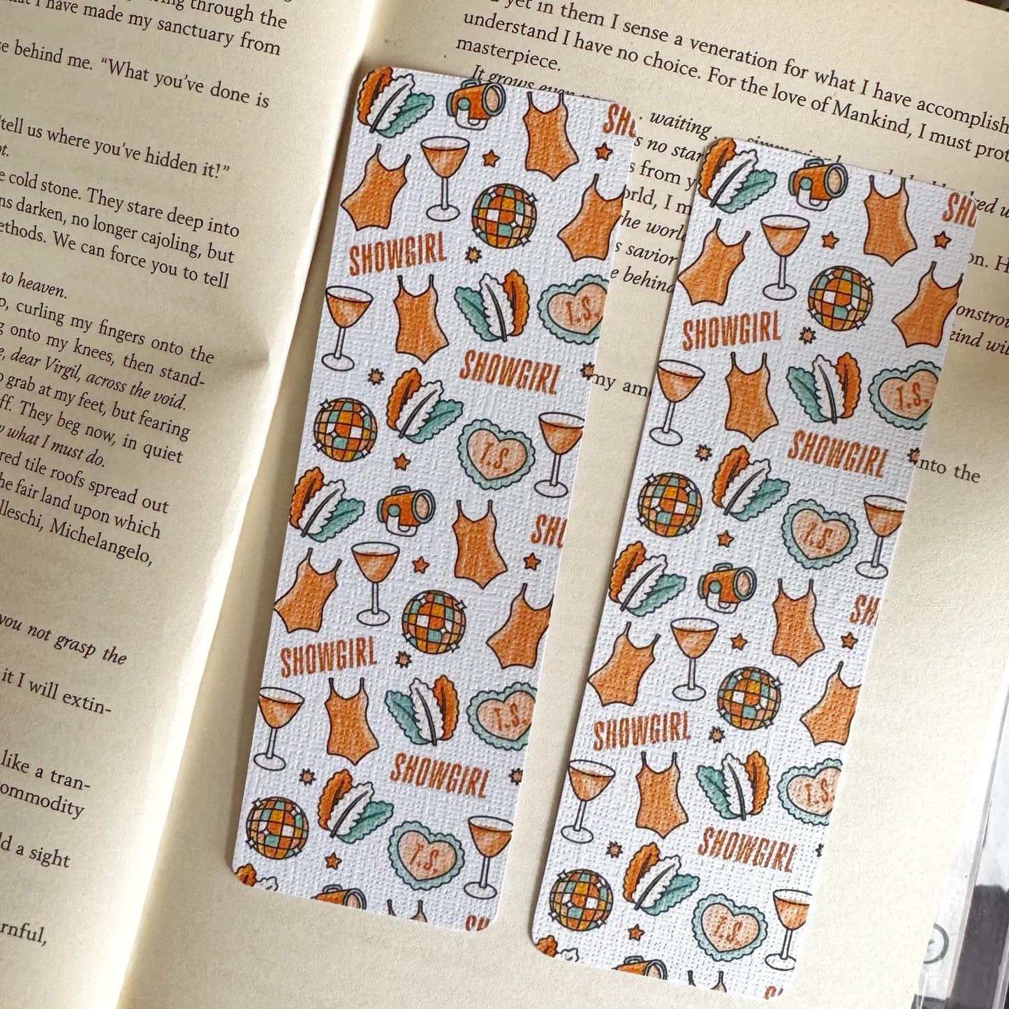 Switie TLOASG bookmark, Showgirl linen bookmark for Swiftie lovers, 2 X 6 inch bookmark for tswift fans