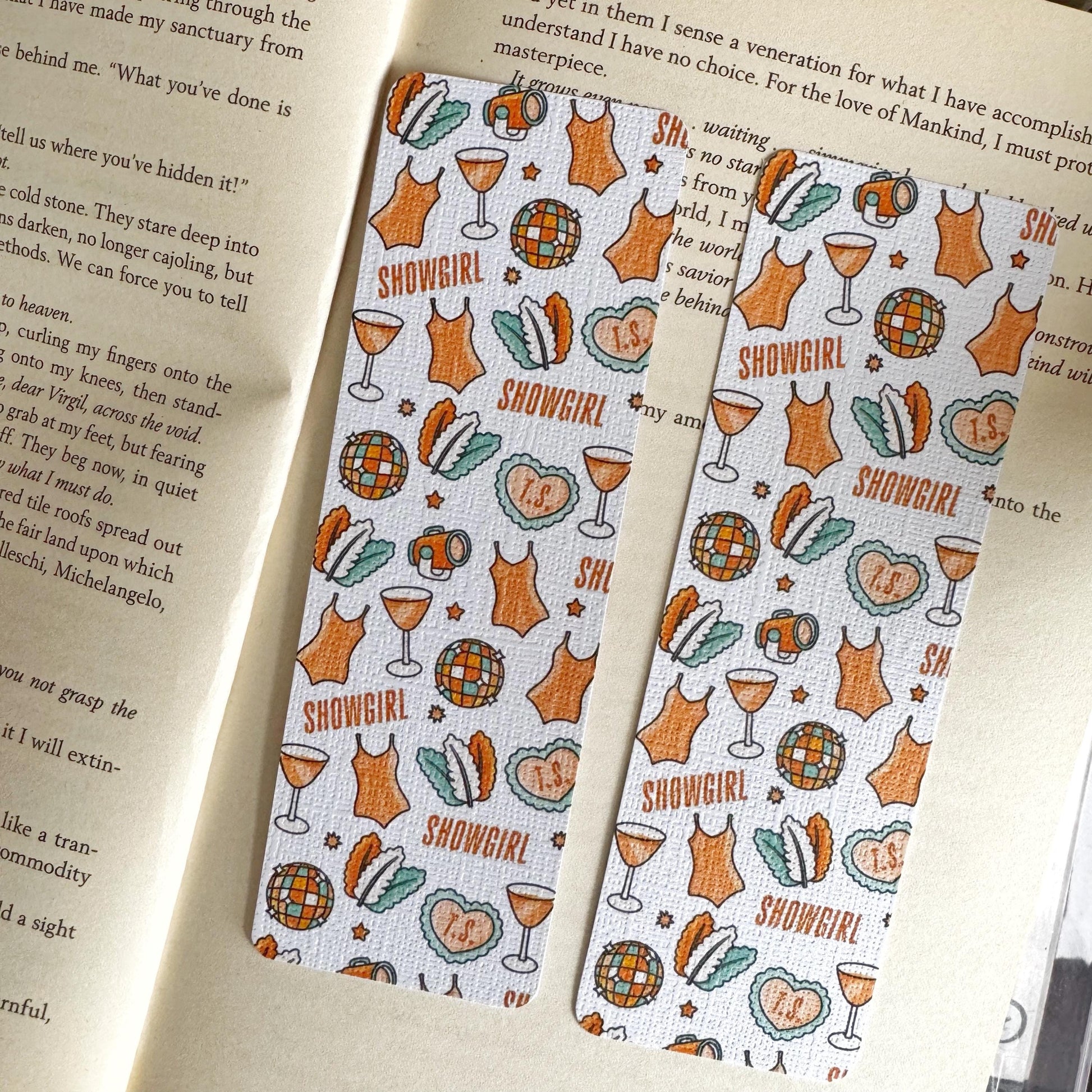 Switie TLOASG bookmark, Showgirl linen bookmark for Swiftie lovers, 2 X 6 inch bookmark for tswift fans