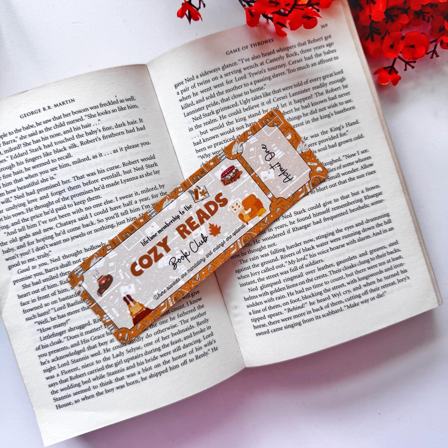 Cozy Book Club Bookmark Admit one, Double Side 2x6 inch Linen Paper Gift