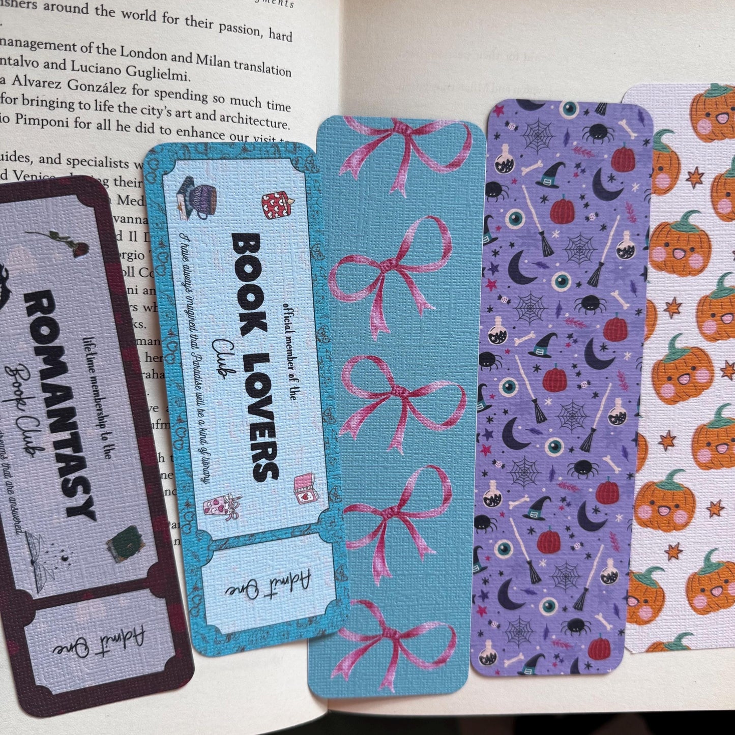 Mystery Bookmark Bundle (5-Pack) | Assorted Designs | Linen Paper Bookmarks