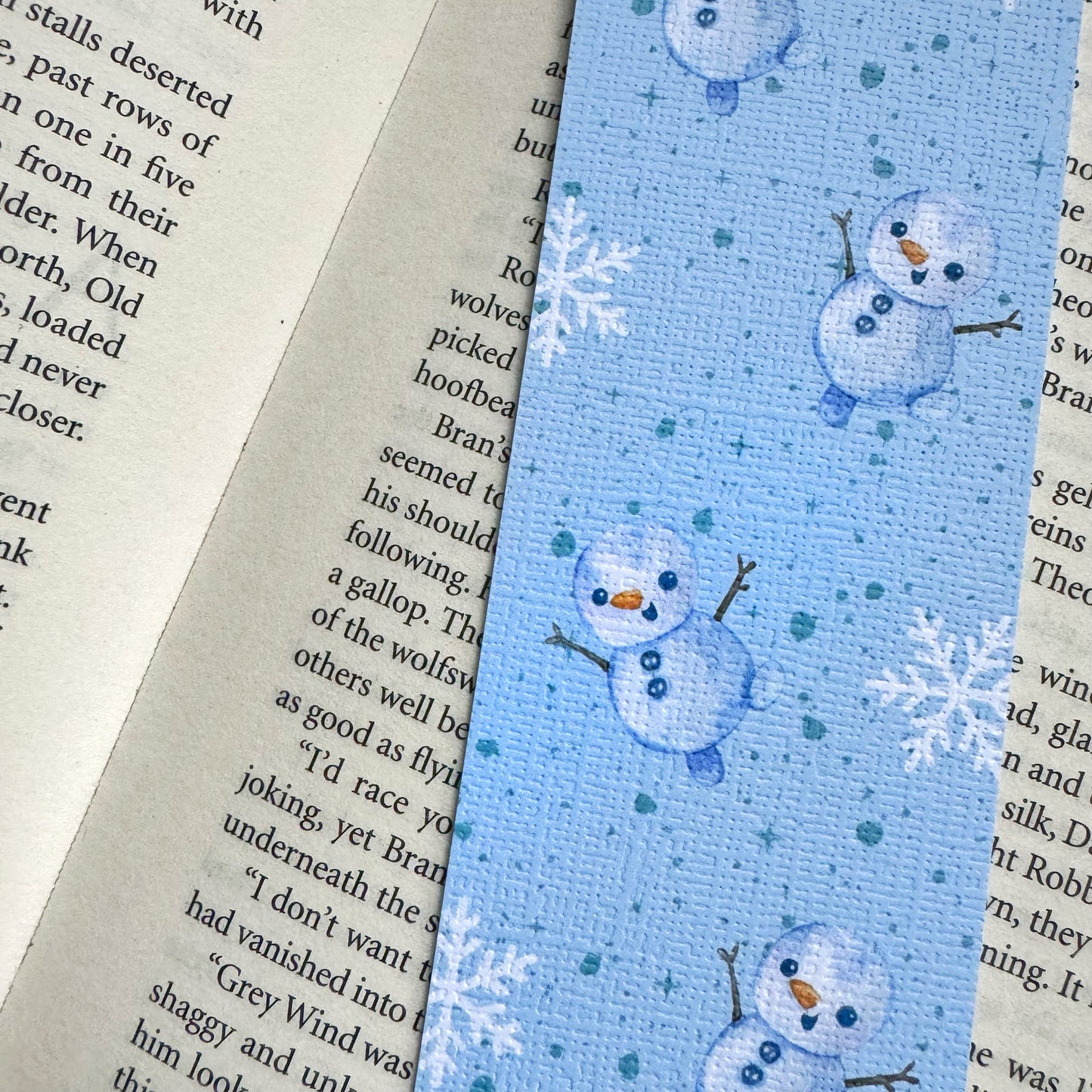 Christmas linen bookmark, Winter Snowman bookmark