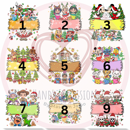 Personalised Christmas famous Characters Acrylic tumbler 16oz with plastic straw & acrylic lid,Kids cold cup, Stocking Filler Gift, Secret Santa Gift