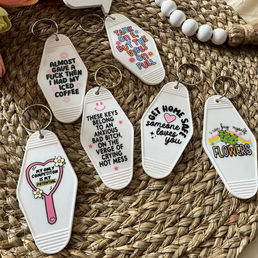 Quoted Motel Keyrings different designs for gifting or yourself