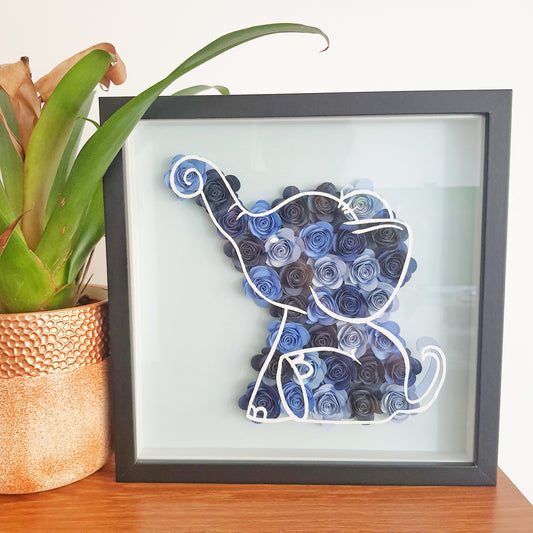 Jungle Themed Personalised Flower Shadow Box 3D Frames | Elephant Decor | Rose Frame For Nursery Decor - Handyexpression