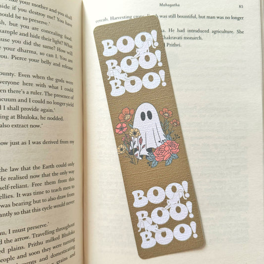 Boo Linen Bookmark, Halloween Bookmark