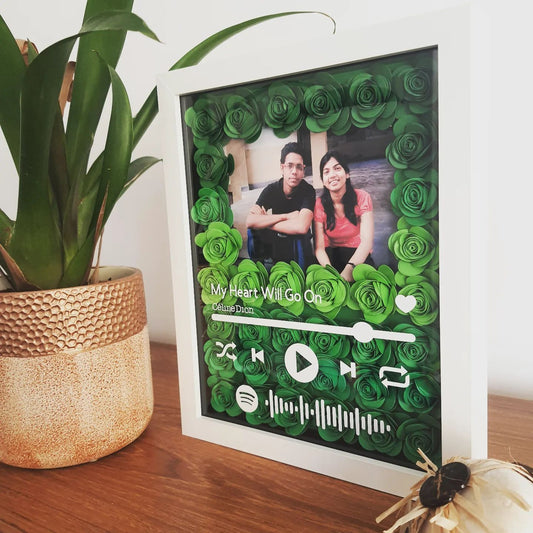 Personalised Picture Scannable Spotify Music Flower Shadow Box Frame