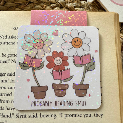 Holographic Magnetic Bookish Reading Smut Flower Bookmark for Book Lovers