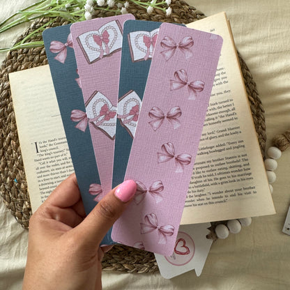 Set of 2 Bow and bookish Linen Bookmark