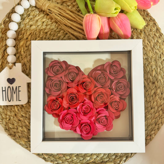 Personalised Heart Rose Shadow Box Frame