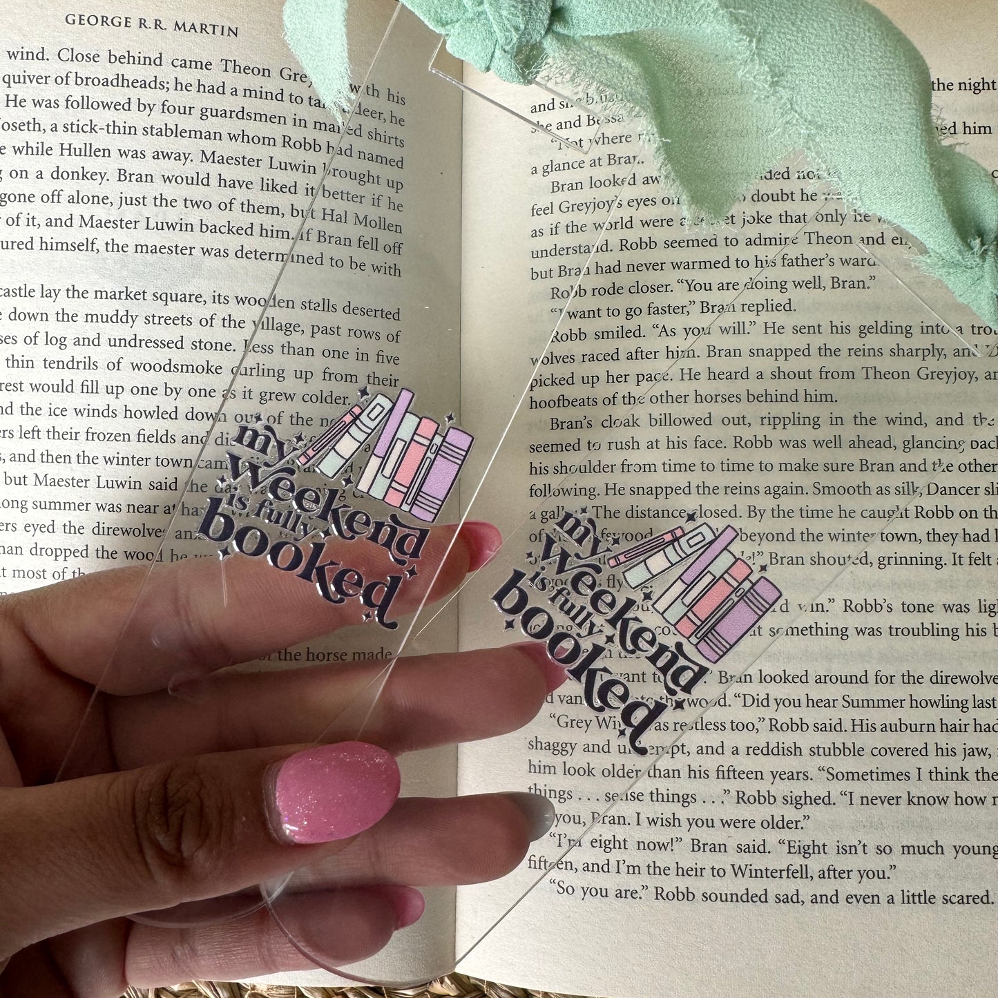 My weekend is booked Acrylic Bookmarks for Book Lovers, Teachers Bookmark, Book Nerd Bookmark