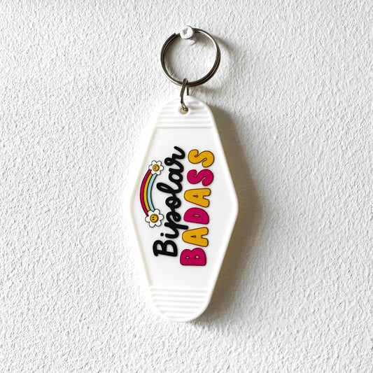 SALE "Bipolar Badass" Retro Motel Keychain