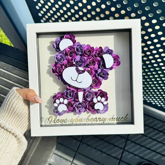 Teddy Bear personalised Flower Shadow Box Gift