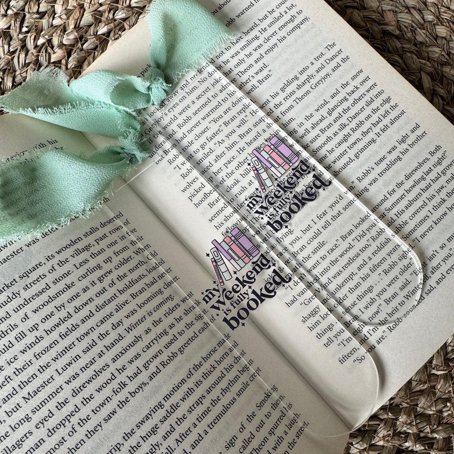 My weekend is booked Acrylic Bookmarks for Book Lovers, Teachers Bookmark, Book Nerd Bookmark