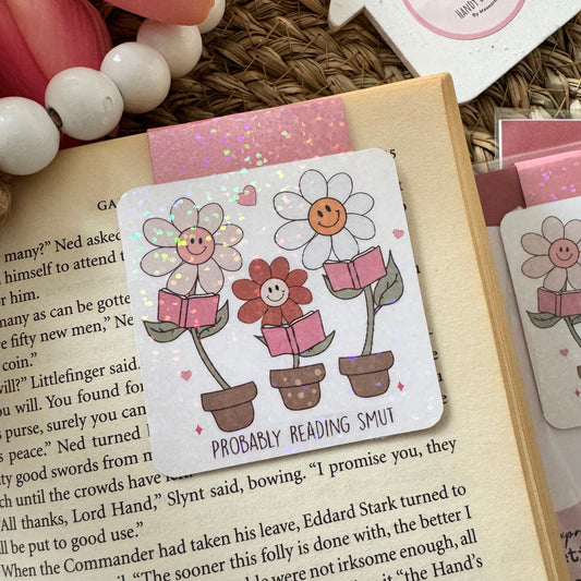 Holographic Magnetic Bookish Reading Smut Flower Bookmark for Book Lovers