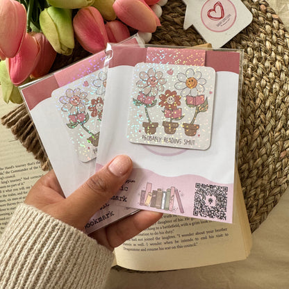 Holographic Magnetic Bookish Reading Smut Flower Bookmark for Book Lovers